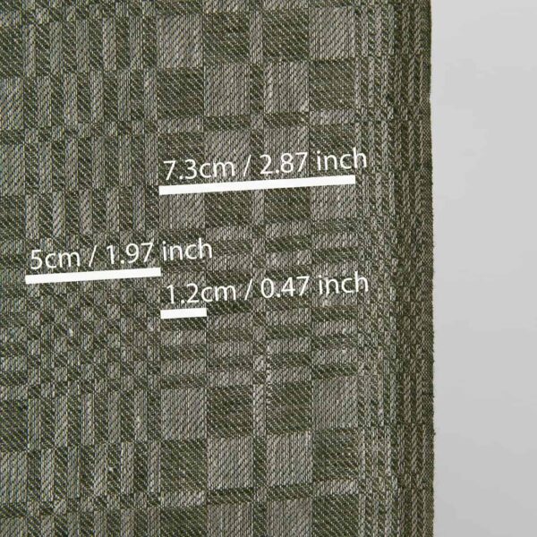 Tissu de lin étroit à carreaux verts et naturels en sergé – Image 2