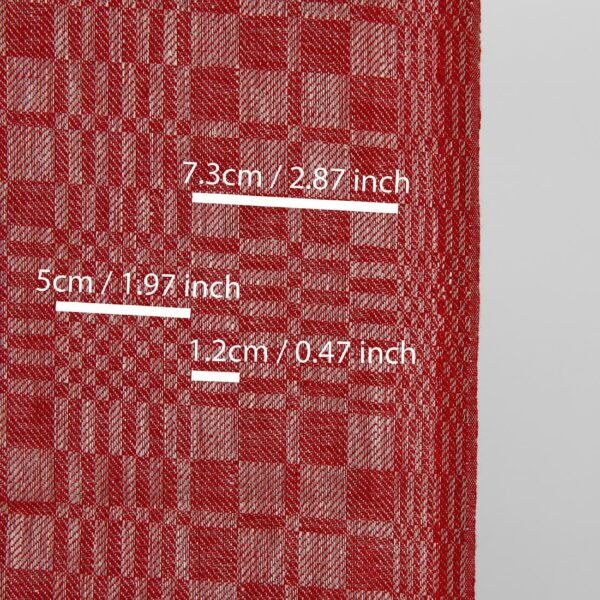 Tissu de lin étroit à carreaux rouges et naturels en sergé – Image 2