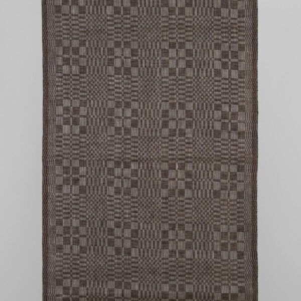 Tissu de lin étroit à carreaux en sergé marron foncé et naturel