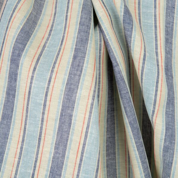 Tissu de lin vanille à rayures bleues – Image 4