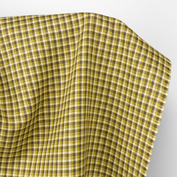Tissu de lin à carreaux jaunes et verts