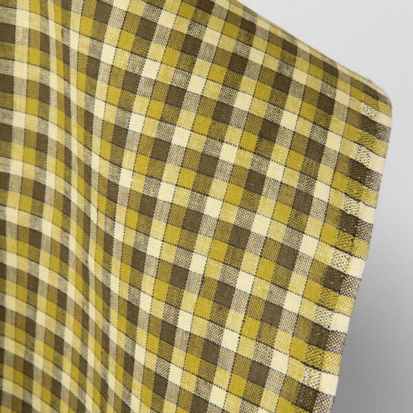 Tissu de lin à carreaux jaunes et verts – Image 2
