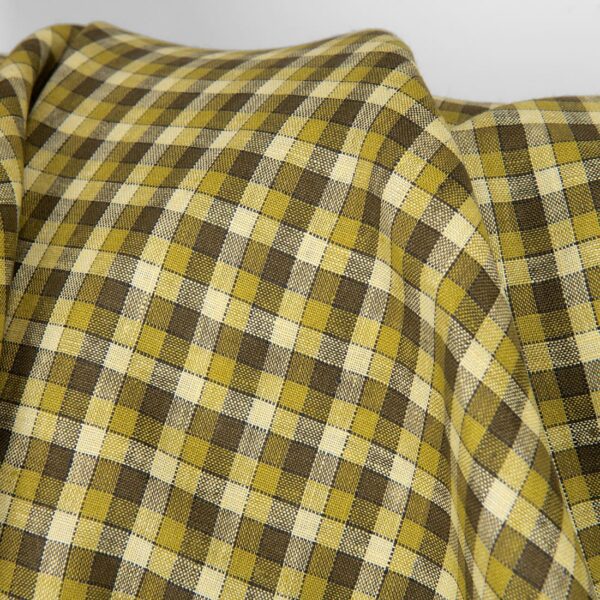 Tissu de lin à carreaux jaunes et verts – Image 3