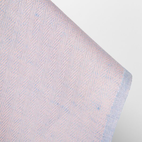 Tissu en lin et coton à chevrons rose pâle et bleu pâle – Image 2