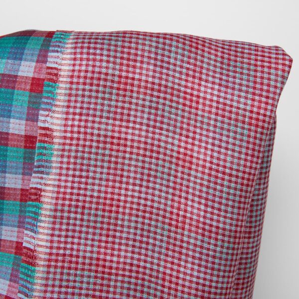 Tissu de lin à carreaux double face rouge vert bleu – Image 2