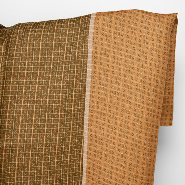 Tissu de lin à double face à carreaux marron et argile