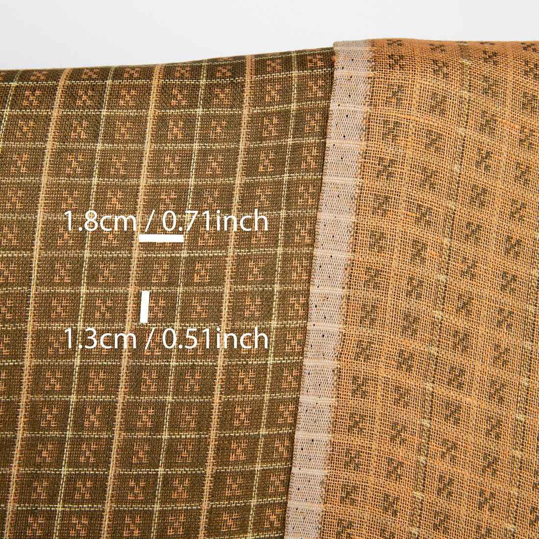 Tissu de lin à double face à carreaux marron et argile 4 Tissu de lin à double face à carreaux marron et argile – Image 4