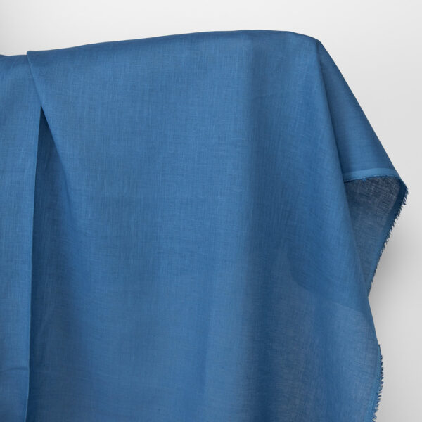 Tissu de lin uni bleu moyen