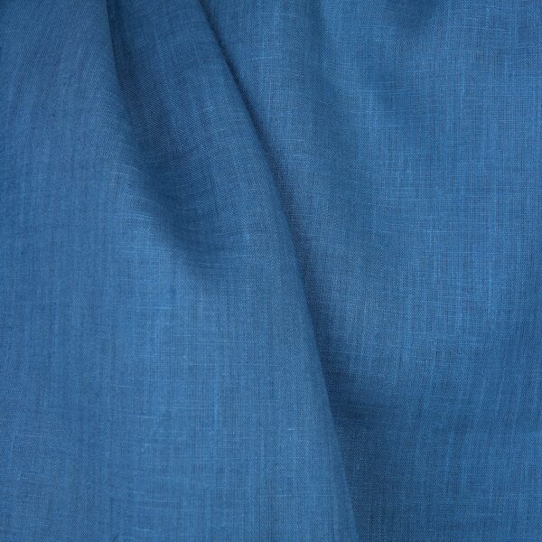 Tissu de lin uni bleu moyen – Image 4
