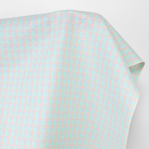 Tissu de lin et de coton à carreaux pastel