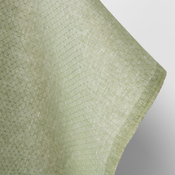 Tissu de lin vert sauge pâle à motifs de diamants – Image 2