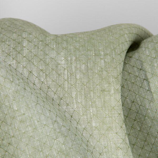 Tissu de lin vert sauge pâle à motifs de diamants – Image 3