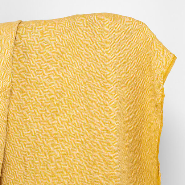 Tissu de lin à carreaux en sergé jaune lavé