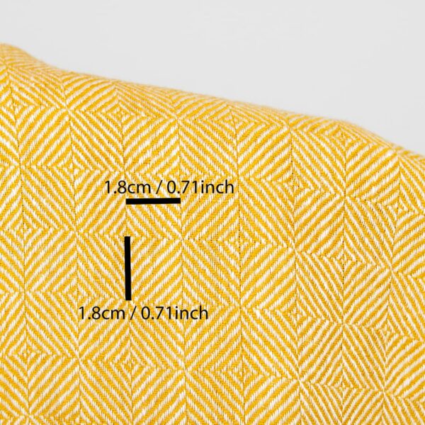 Tissu de lin à carreaux en sergé jaune lavé – Image 4