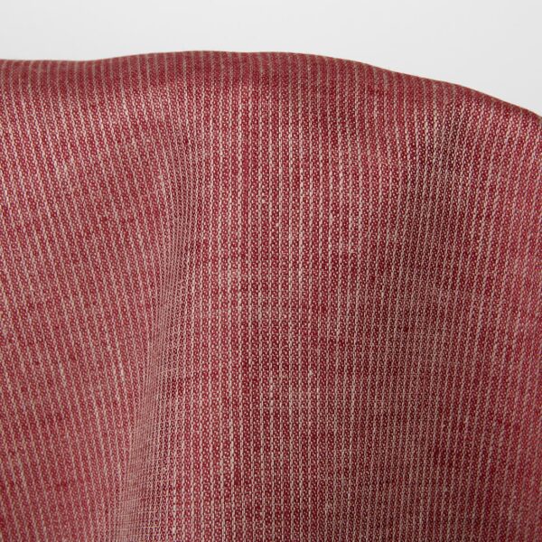 Tissu de lin rayé rouge vin – Image 3
