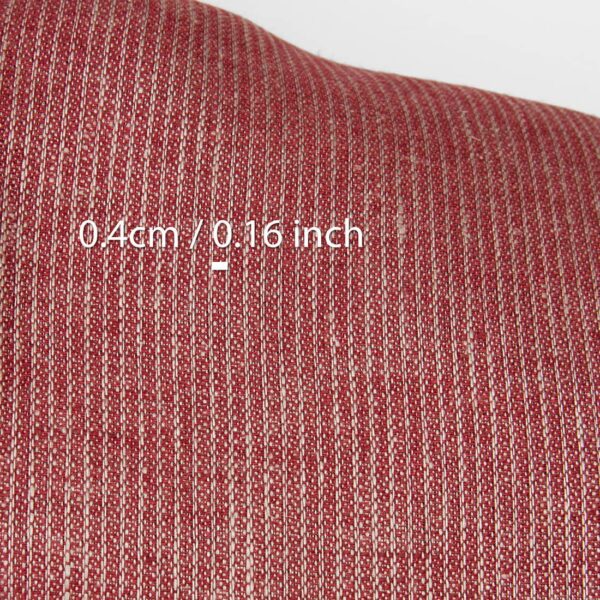 Tissu de lin rayé rouge vin – Image 4