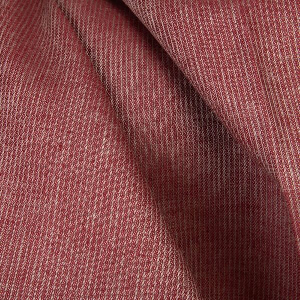 Tissu de lin rayé rouge vin – Image 5