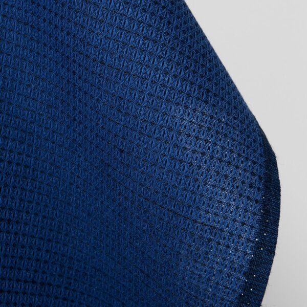 Tissu de lin coton laine gaufré bleu foncé et noir – Image 5