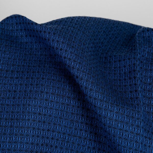 Tissu de lin coton laine gaufré bleu foncé et noir – Image 3