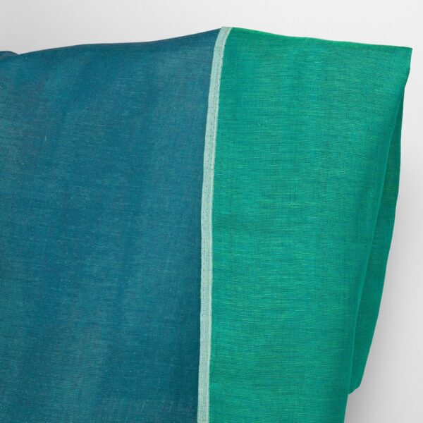 Tissu de lin double face bleu et vert froid – Image 2