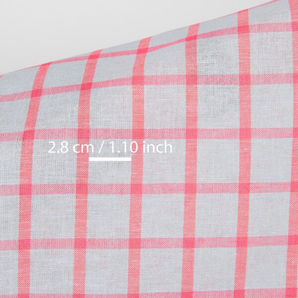 Tissu en lin et coton gris clair à carreaux rouge vif – Image 3