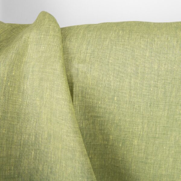 Tissu de lin mélangé jaune clair et vert – Image 3