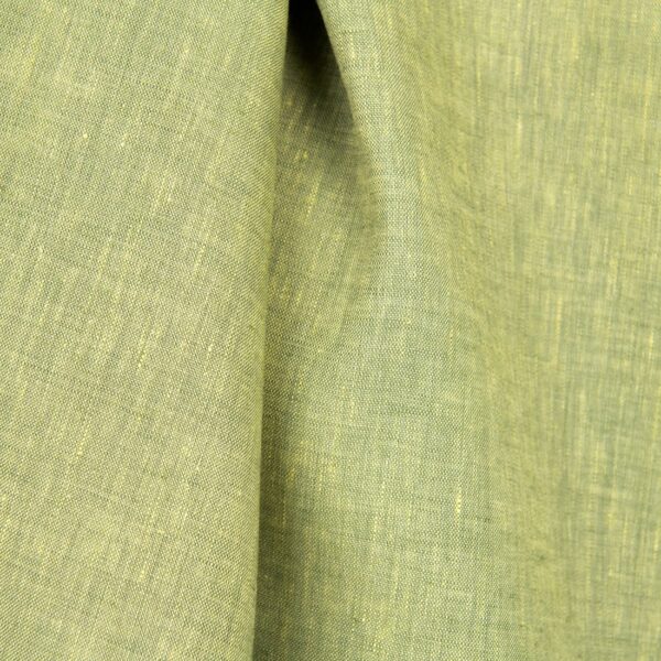 Tissu de lin mélangé jaune clair et vert – Image 4