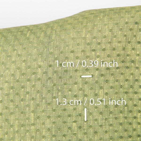 Tissu de lin à pois jaune clair et vert – Image 4