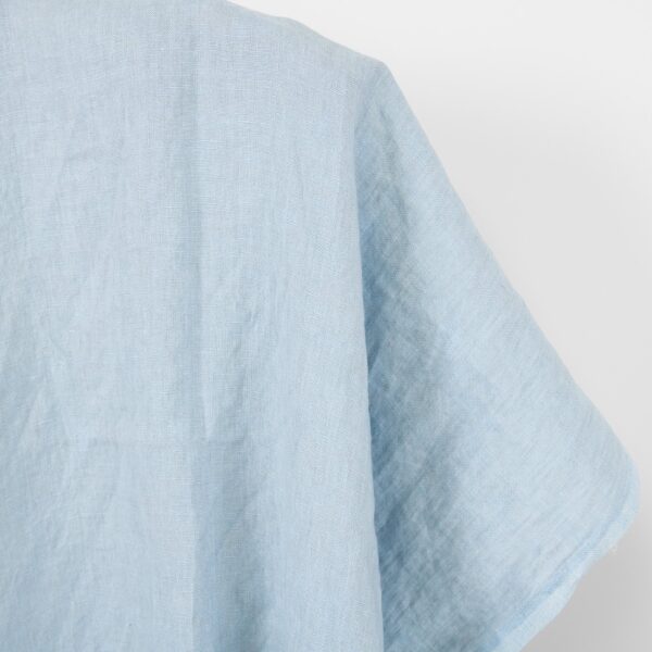 Tissu de lin uni gris pâle bleu, lavé – Image 2