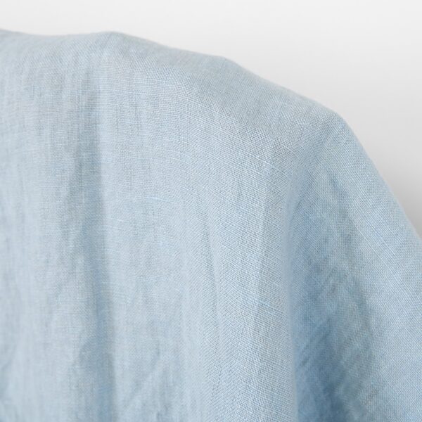 Tissu de lin uni gris pâle bleu, lavé – Image 4