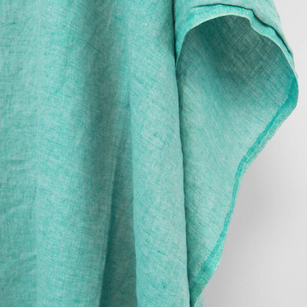 Tissu de lin uni vert turquoise vif, lavé – Image 3