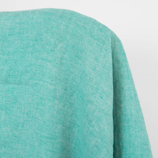 Tissu de lin uni vert turquoise vif, lavé – Image 2