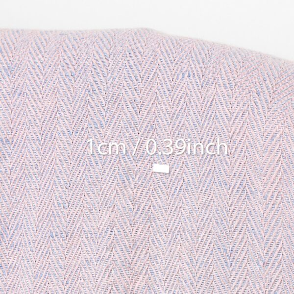Tissu demi-lin à chevrons rose pâle et bleu pâle, lavé – Image 5