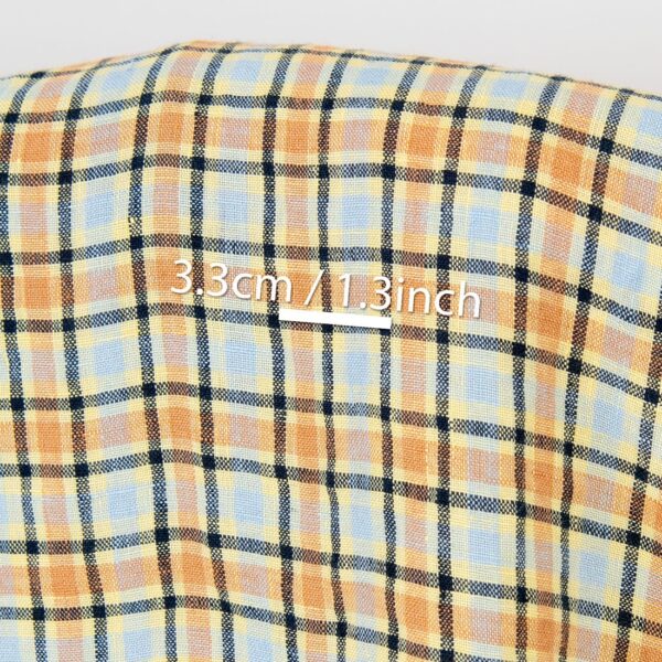 Tissu de lin à carreaux orange et bleu pâle, lavé – Image 5
