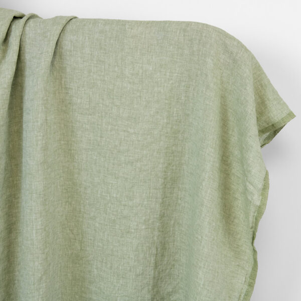 Tissu de lin vert sauge pâle, lavé