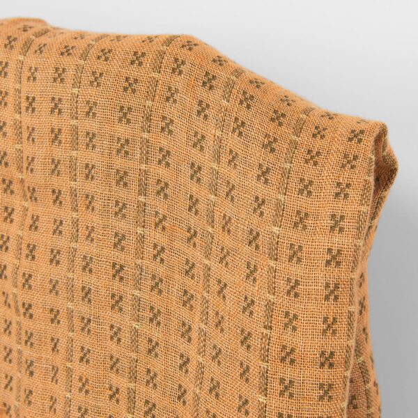 Tissu de lin double face à carreaux marron et argile, lavé – Image 3