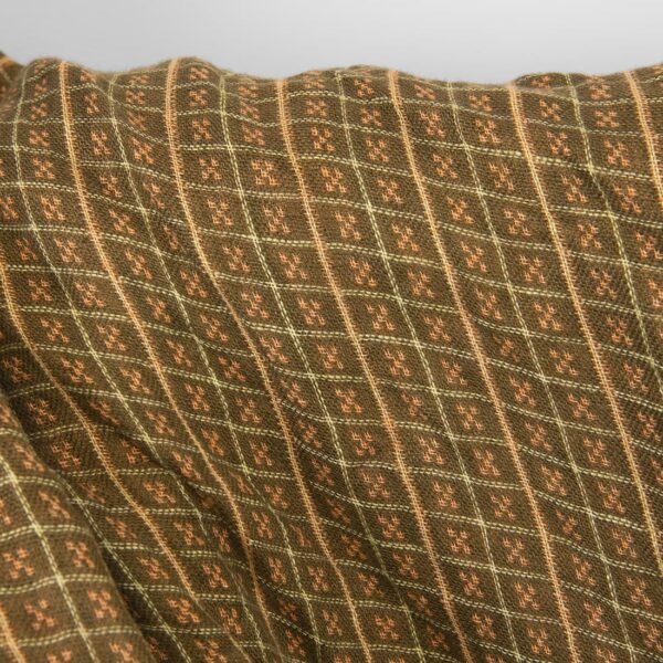 Tissu de lin double face à carreaux marron et argile, lavé – Image 4