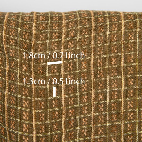 Tissu de lin double face à carreaux marron et argile, lavé – Image 5