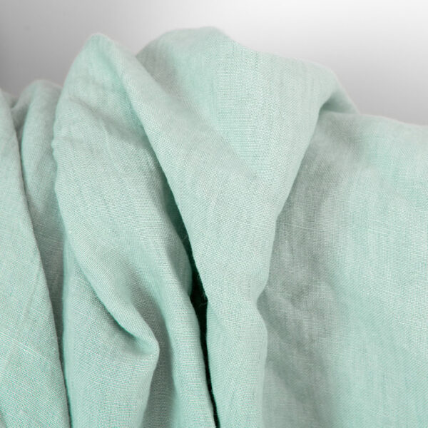 Tissu de lin vert menthe pâle, lavé – Image 2