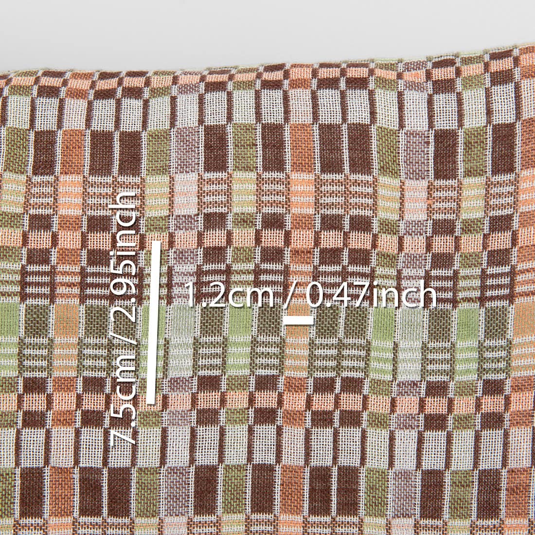 Tissu de lin coton multicolore à carreaux marron vert, lavé 4 Tissu de lin coton multicolore à carreaux marron vert, lavé – Image 4
