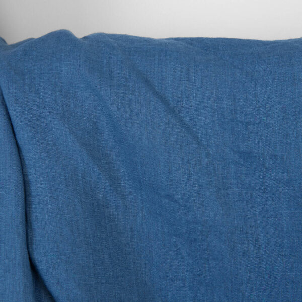 Tissu de lin uni bleu moyen, lavé – Image 2