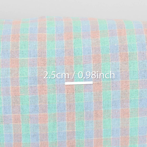 Tissu en lin et coton à carreaux pastels, lavés – Image 4