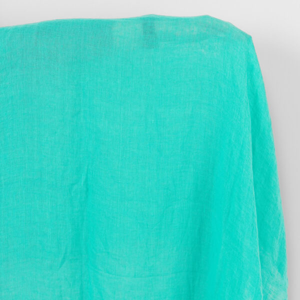 Tissu de lin transparent vert turquoise vif, lavé