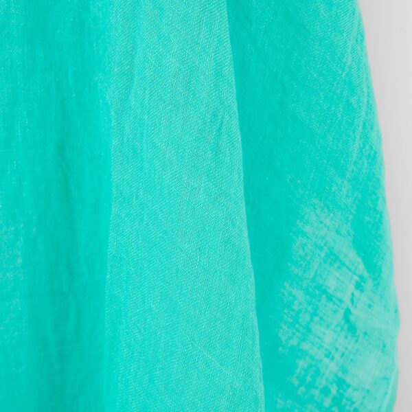 Tissu de lin transparent vert turquoise vif, lavé – Image 2