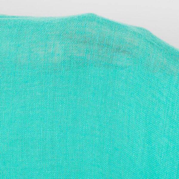 Tissu de lin transparent vert turquoise vif, lavé – Image 4
