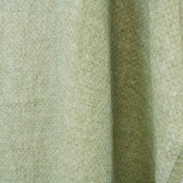 Tissu de lin vert sauge pâle à motifs de diamants, lavé – Image 3