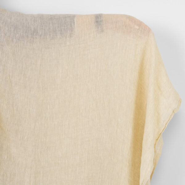 Tissu de lin transparent jaune crème clair, lavé