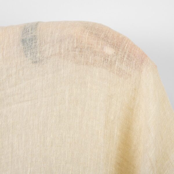 Tissu de lin transparent jaune crème clair, lavé – Image 3