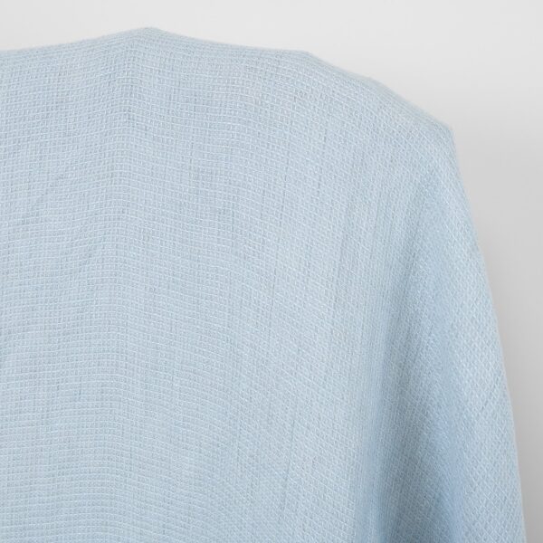 Tissu de lin gris pâle bleu gaufré, lavé – Image 4