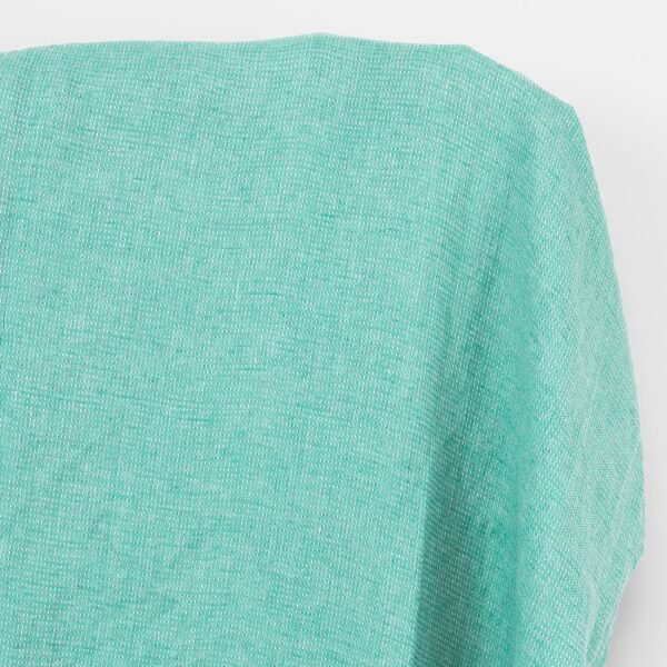 Tissu de lin gaufré vert turquoise vif, lavé